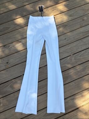 Elisabetta Franchi High-Waist White Flare Pants